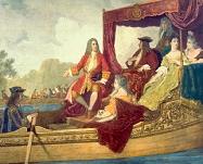 George Frideric Handel on the Royal barge with King George I - 19th century painting by E.J.C. Hamman commemorating the Water Music