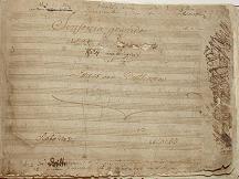 Title page of Beethoven's "Eroica" symphony, with the hole he tore in the paper clearly visible