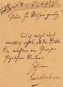 A musical quote signed by Johannes Brahms