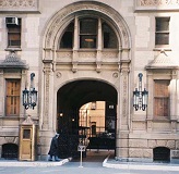 Detail of the West 72nd Street entrance to the Dakota
