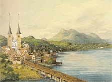 Watercolor of Lucerne, Switzerland by Mendelssohn