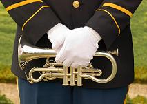 uniformed cornet player
