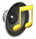 loudspeaker and music notes