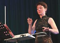 Thereminist Lydia Kavina (protégée of Léon Theremin) playing in Ekaterinburg - photo courtesy Lydia Kavina