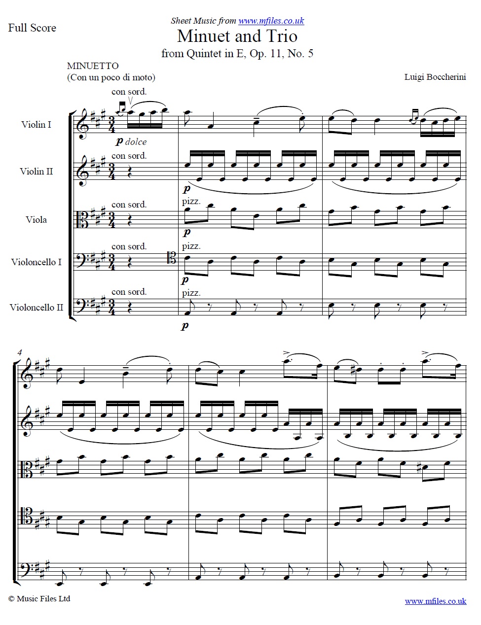 Boccherini's Minuet - sheet music 1st page