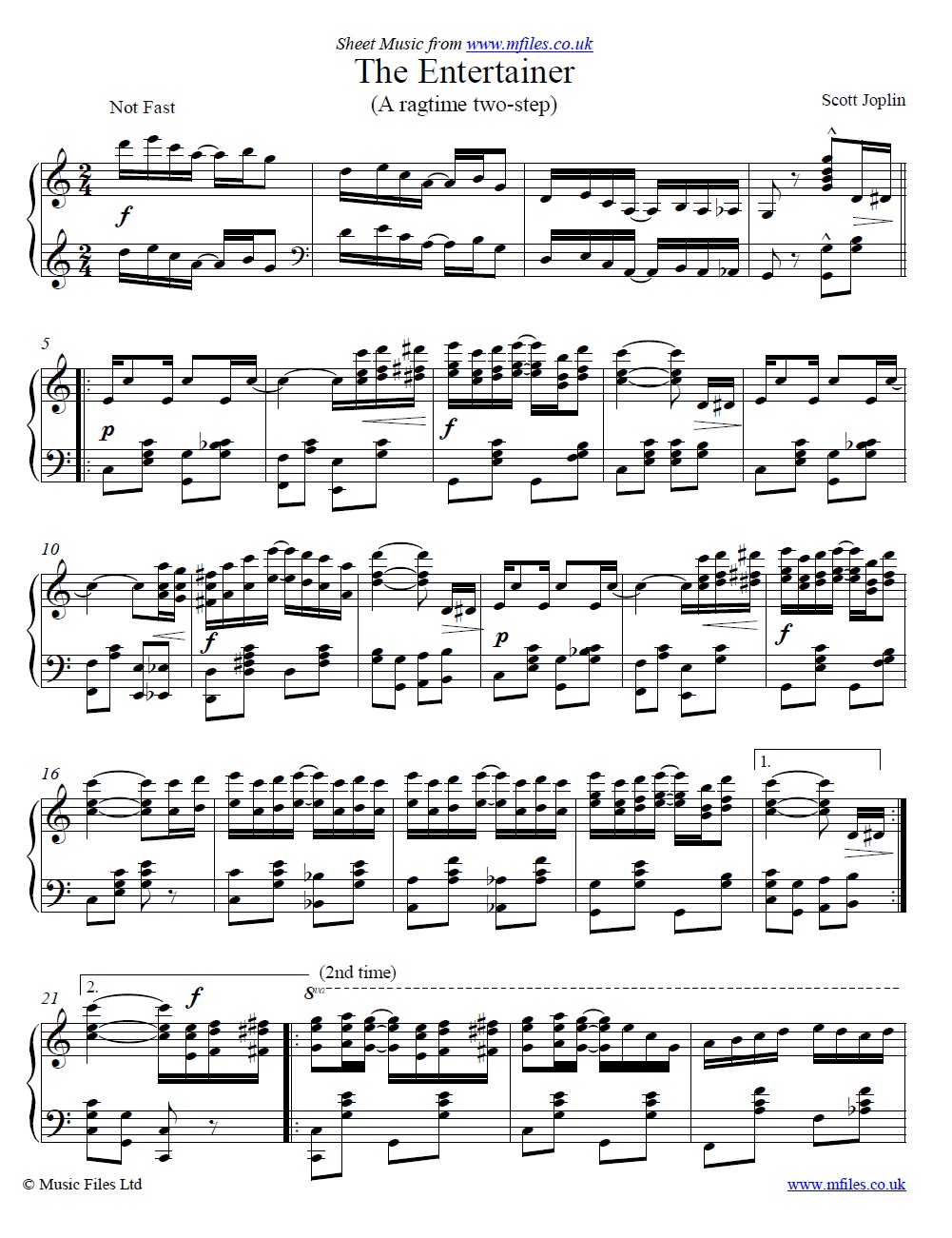 Scott Joplin's The Entertainer (Piano Rag) - sheet music 1st page