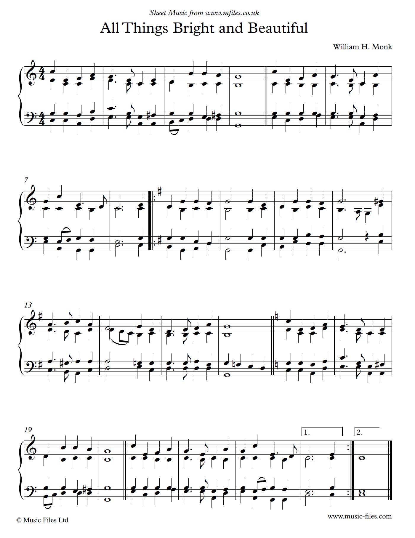All Things Bright and Beautiful - piano sheet music 1st page