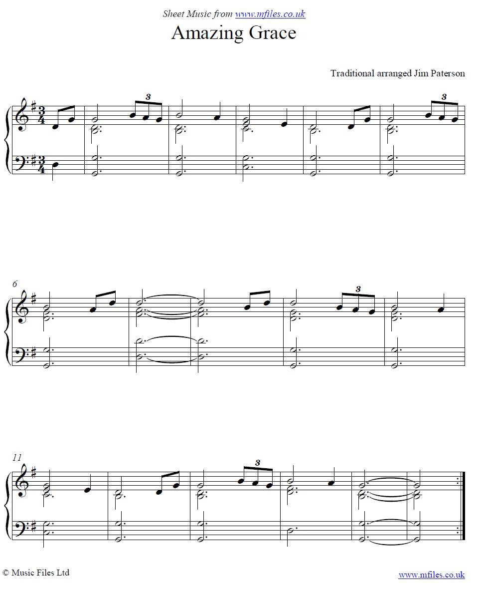 Amazing Grace - piano sheet music 1st page