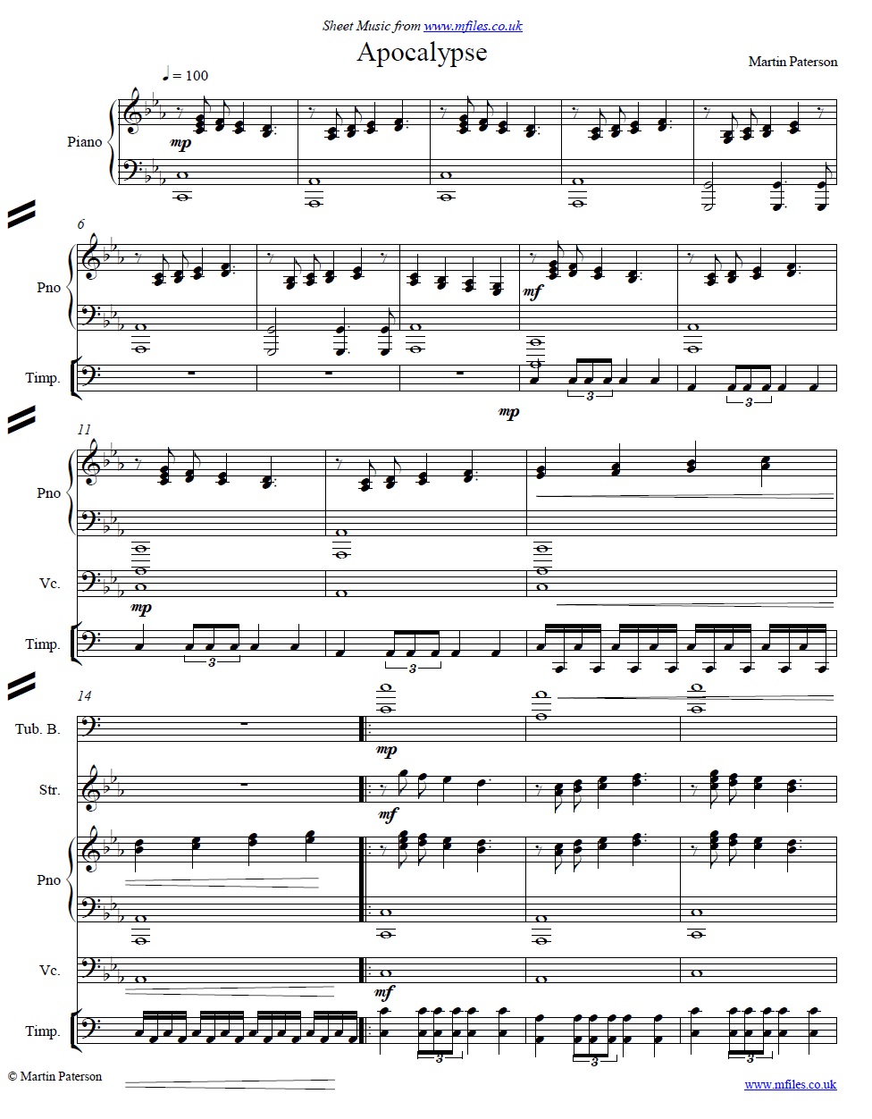 Apocalypse by Martin Paterson - sheet music 1st page