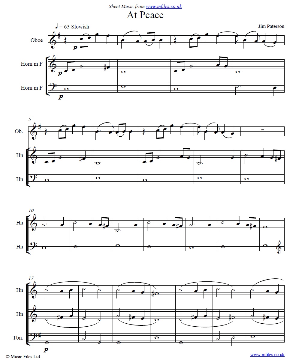 At Peace (by Jim Paterson) - sheet music 1st page