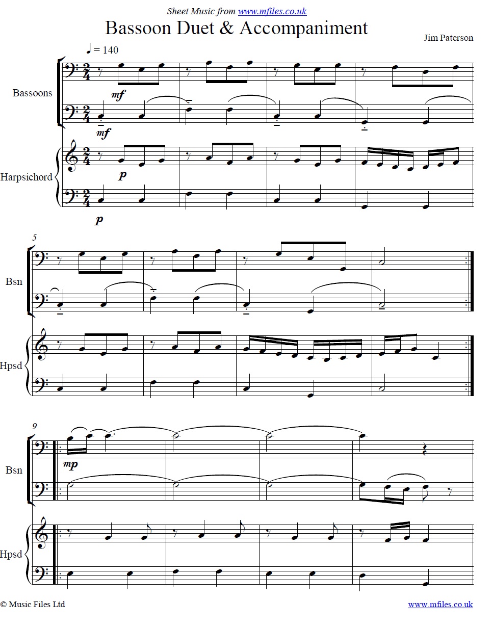 Bassoons and Harpsichord by Jim Paterson - sheet music 1st page