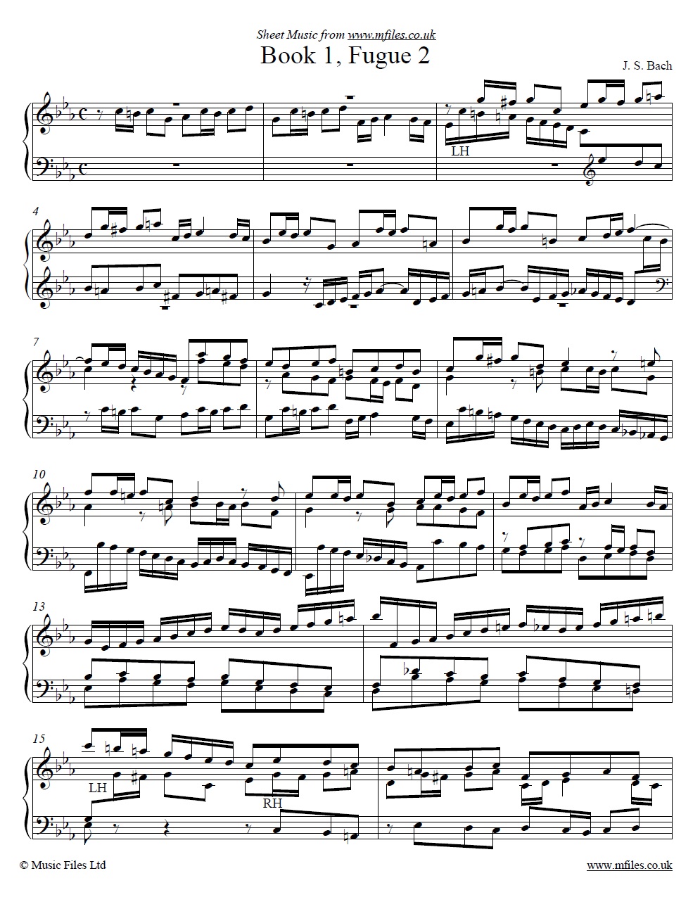 Bach's Fugue No.2 from book 1 of the WTC - sheet music 1st page