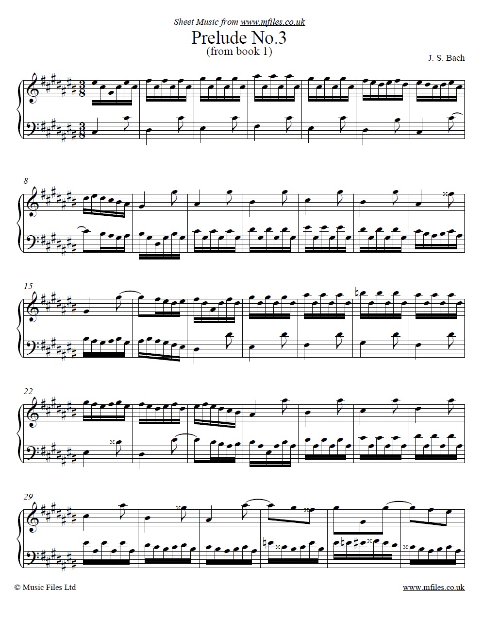 Bach's Prelude No.3 from book 1 of the WTC - sheet music 1st page