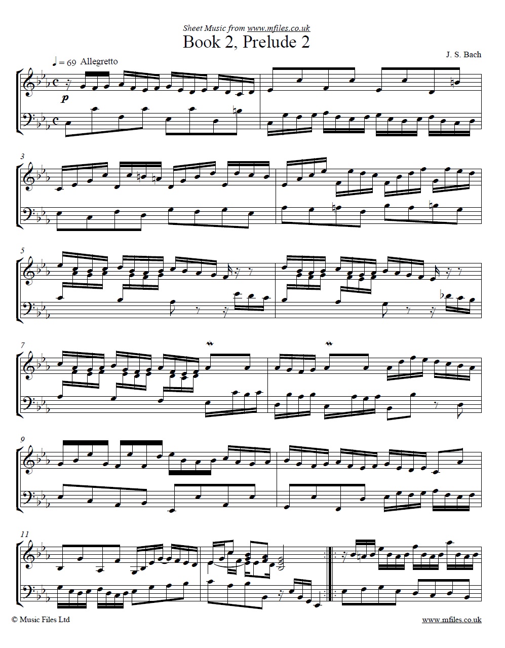 Bach's Prelude No.2 from book 2 of the WTC - sheet music 1st page