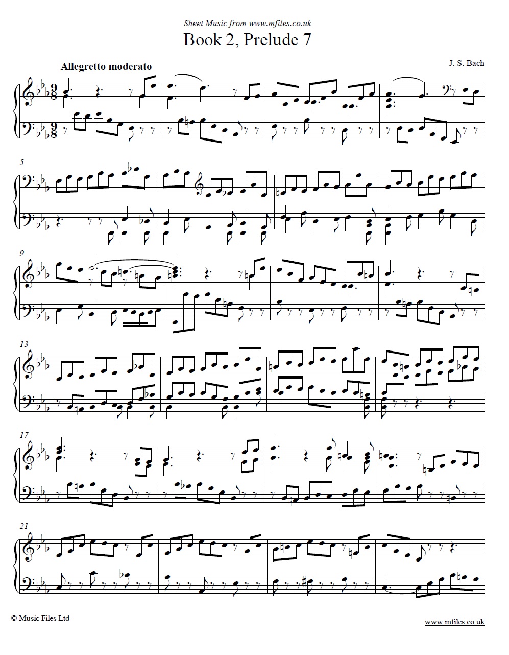 Bach's Prelude No.7 from book 2 of the WTC - sheet music 1st page