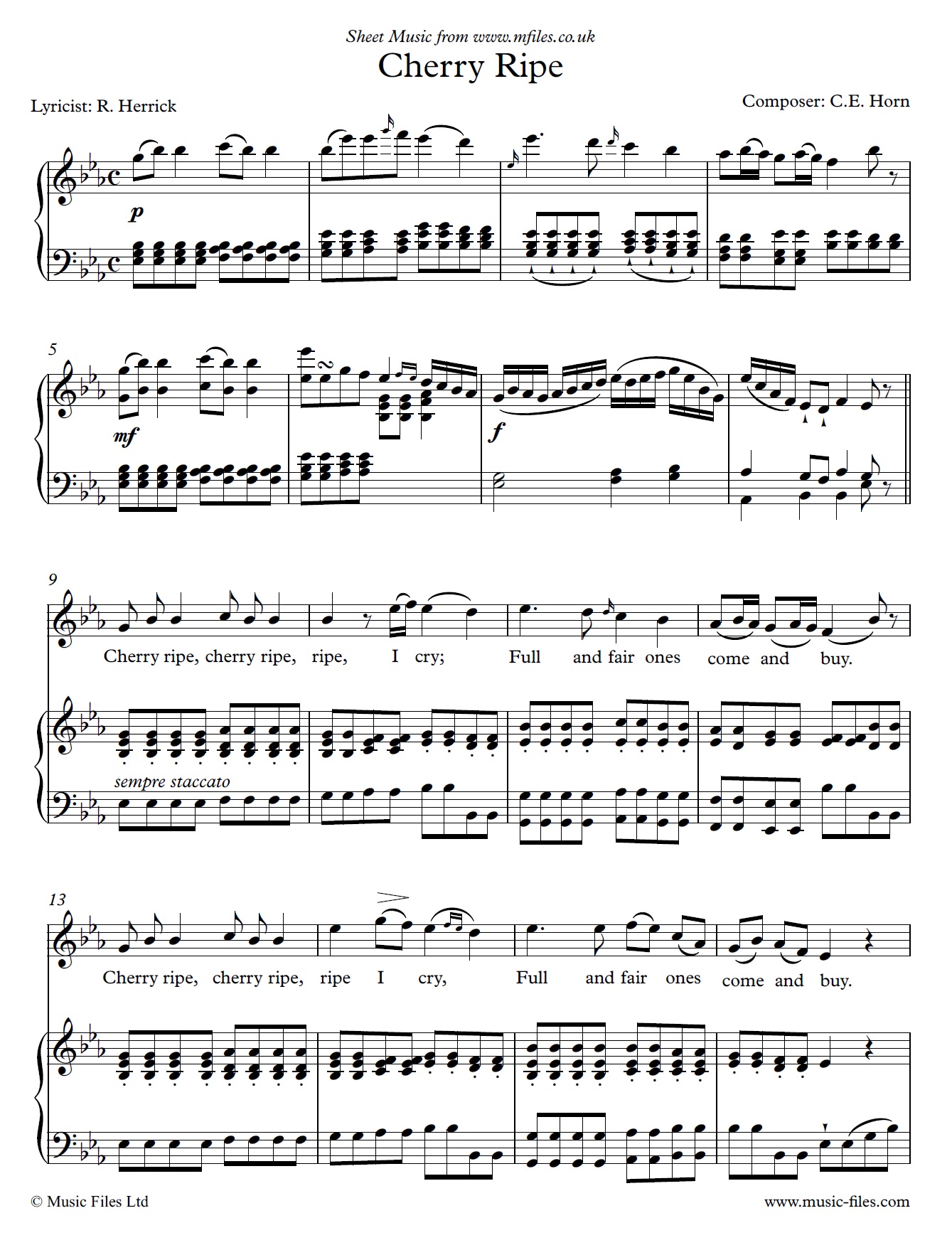Cherry Ripe - sheet music 1st page