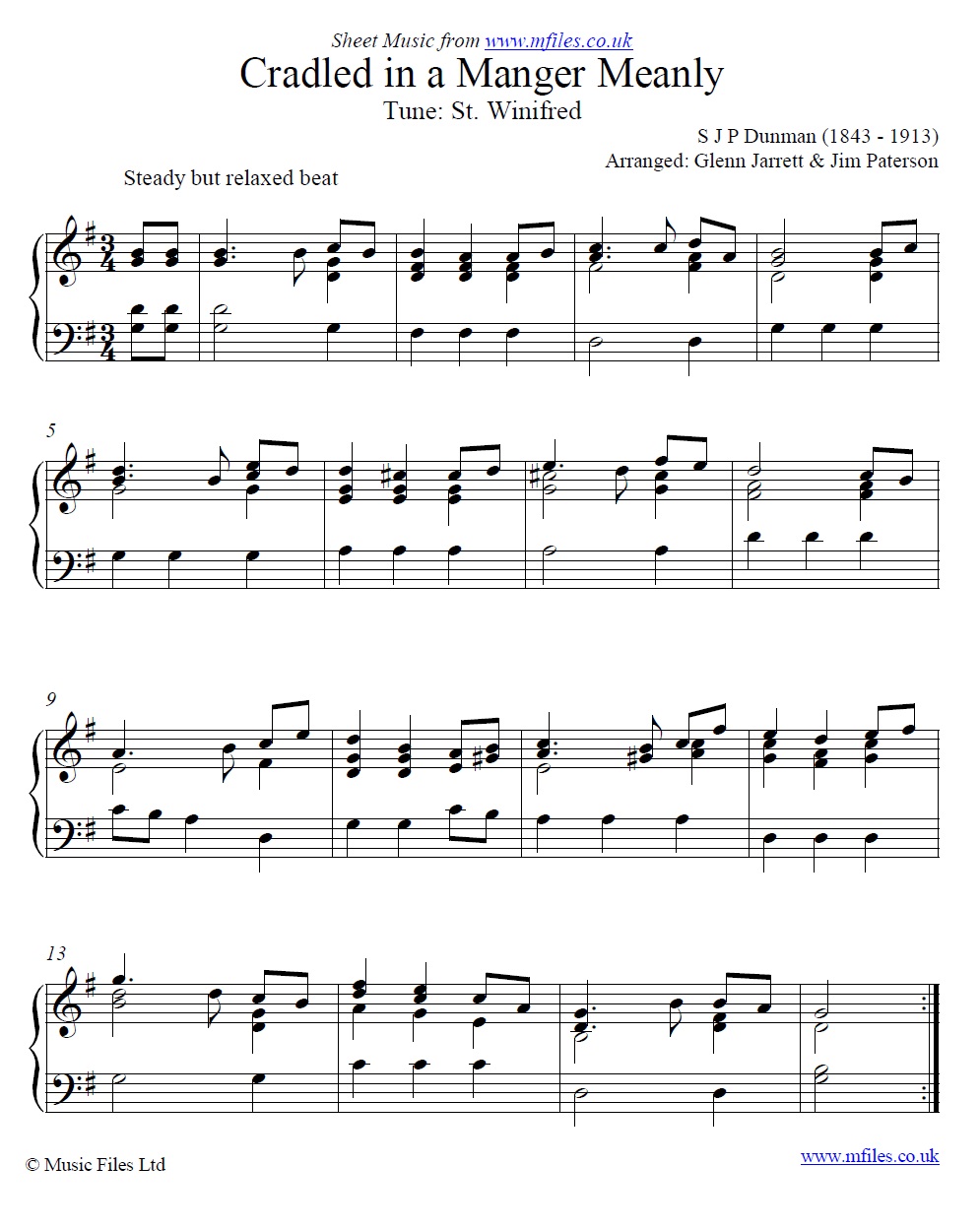 Cradled in a Manger Meanly for piano - sheet music 1st page