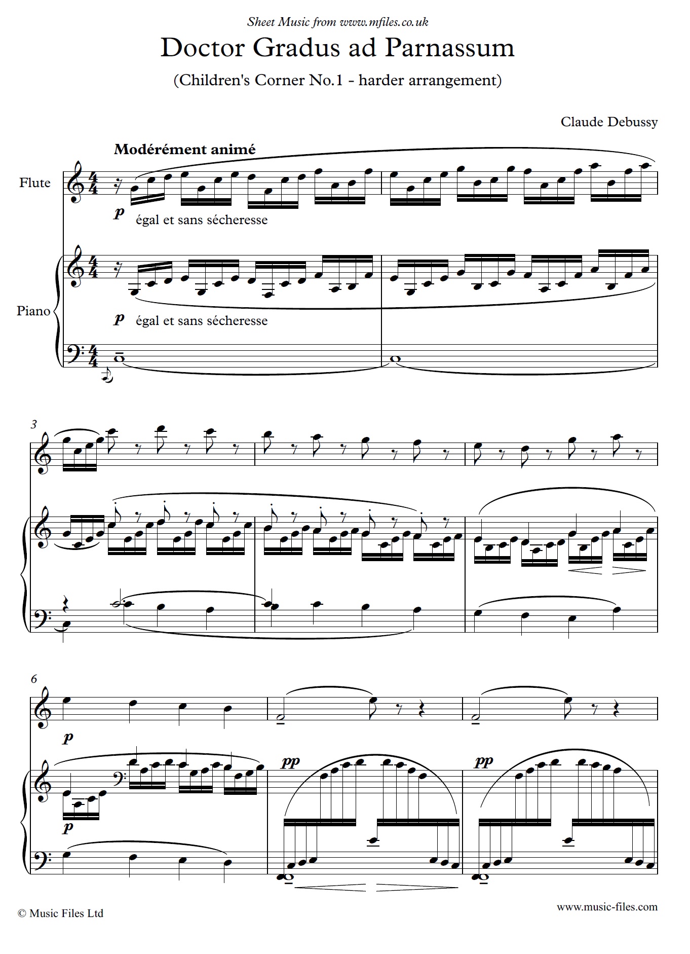 Debussy's Doctor Gradus ad Parnassum (Harder) for Flute and Piano - sheet music 1st page