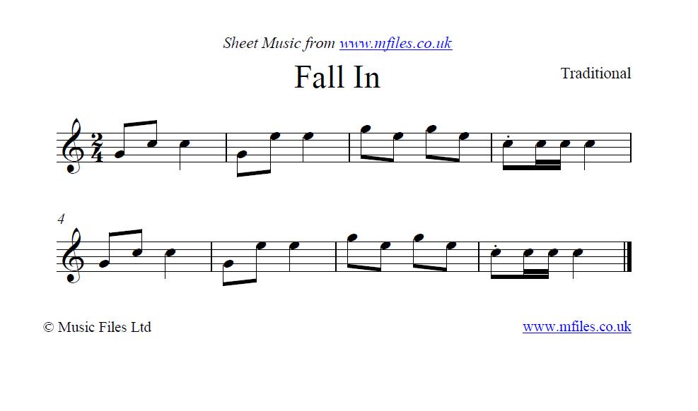 Fall In (bugle call) - sheet music 1st page