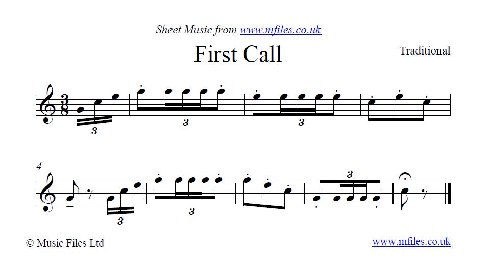 First Call (bugle call) - sheet music 1st page