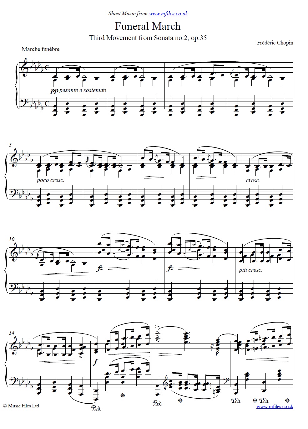 Chopin's Funeral March from Piano Sonata no.2 - sheet music 1st page