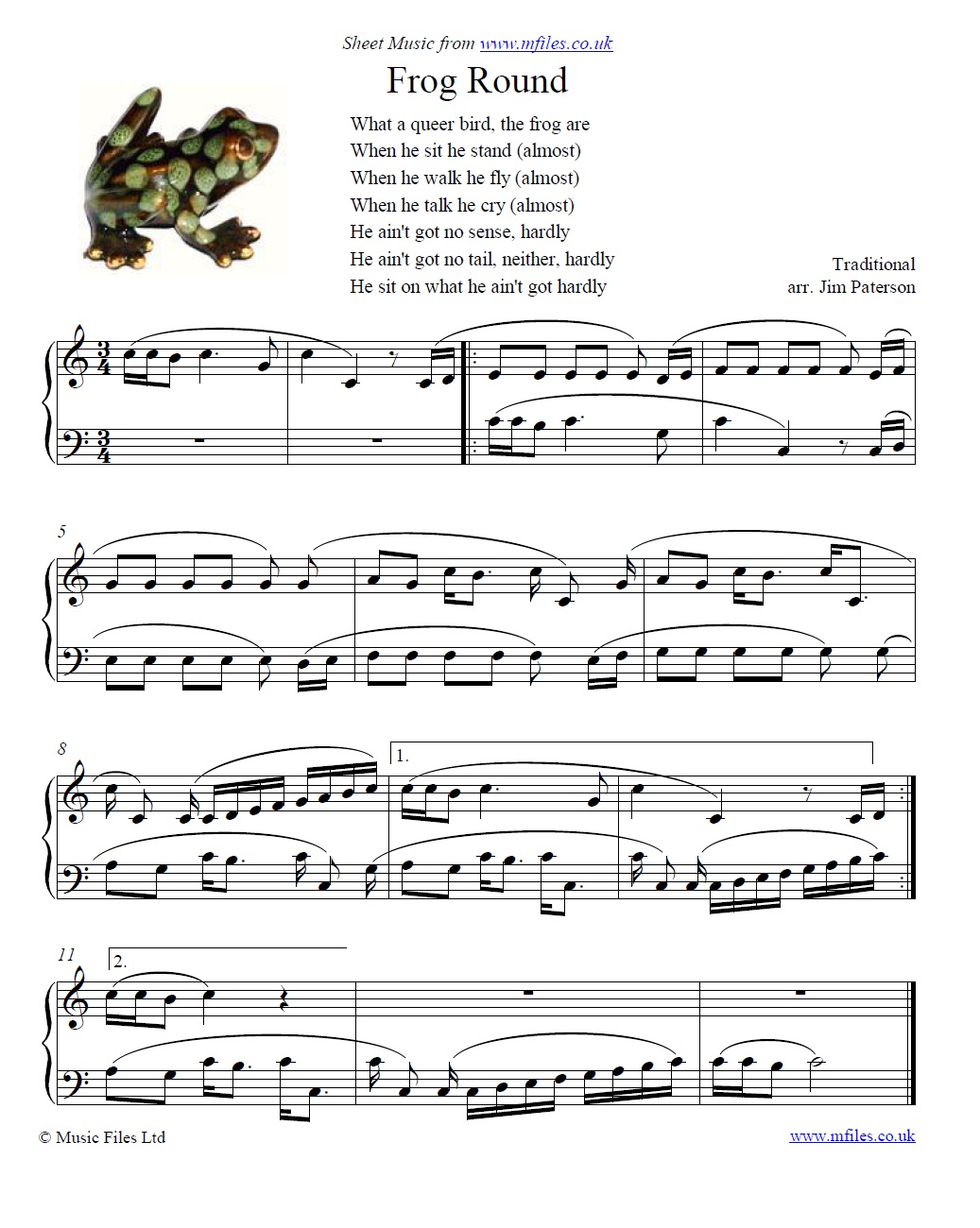 The Frog Round - sheet music 1st page
