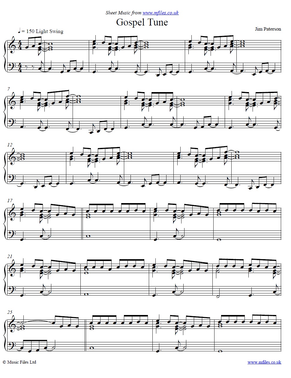 Gospel Tune by Jim Paterson for piano - sheet music 1st page