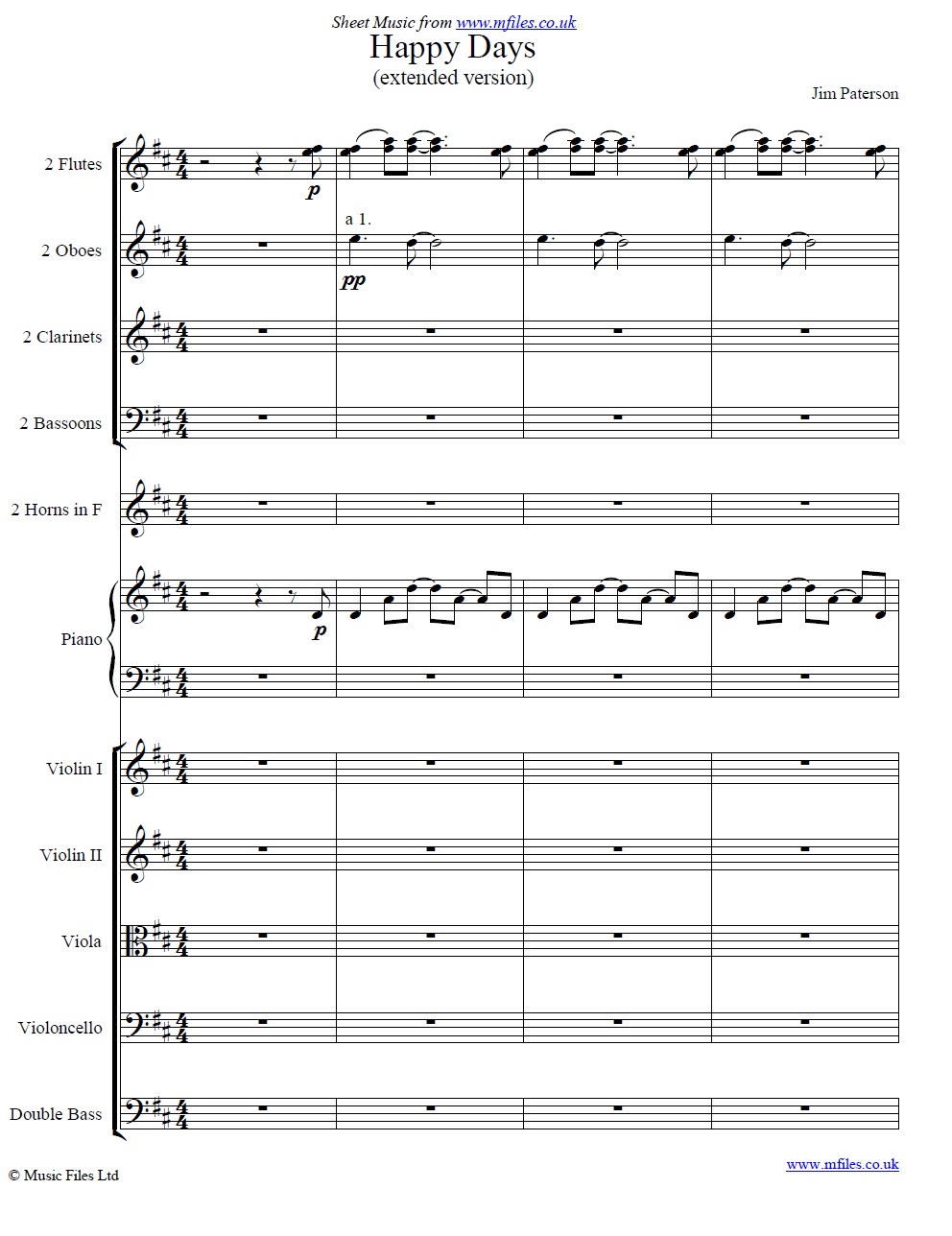 Happy Days by Jim Paterson - sheet music 1st page