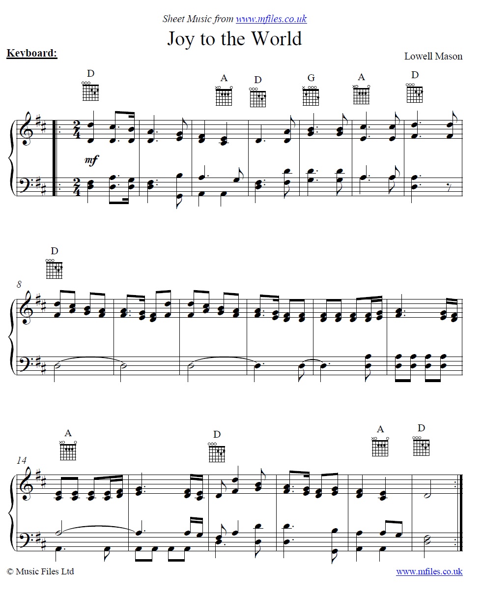 Mason's Joy to the World for piano - sheet music 1st page