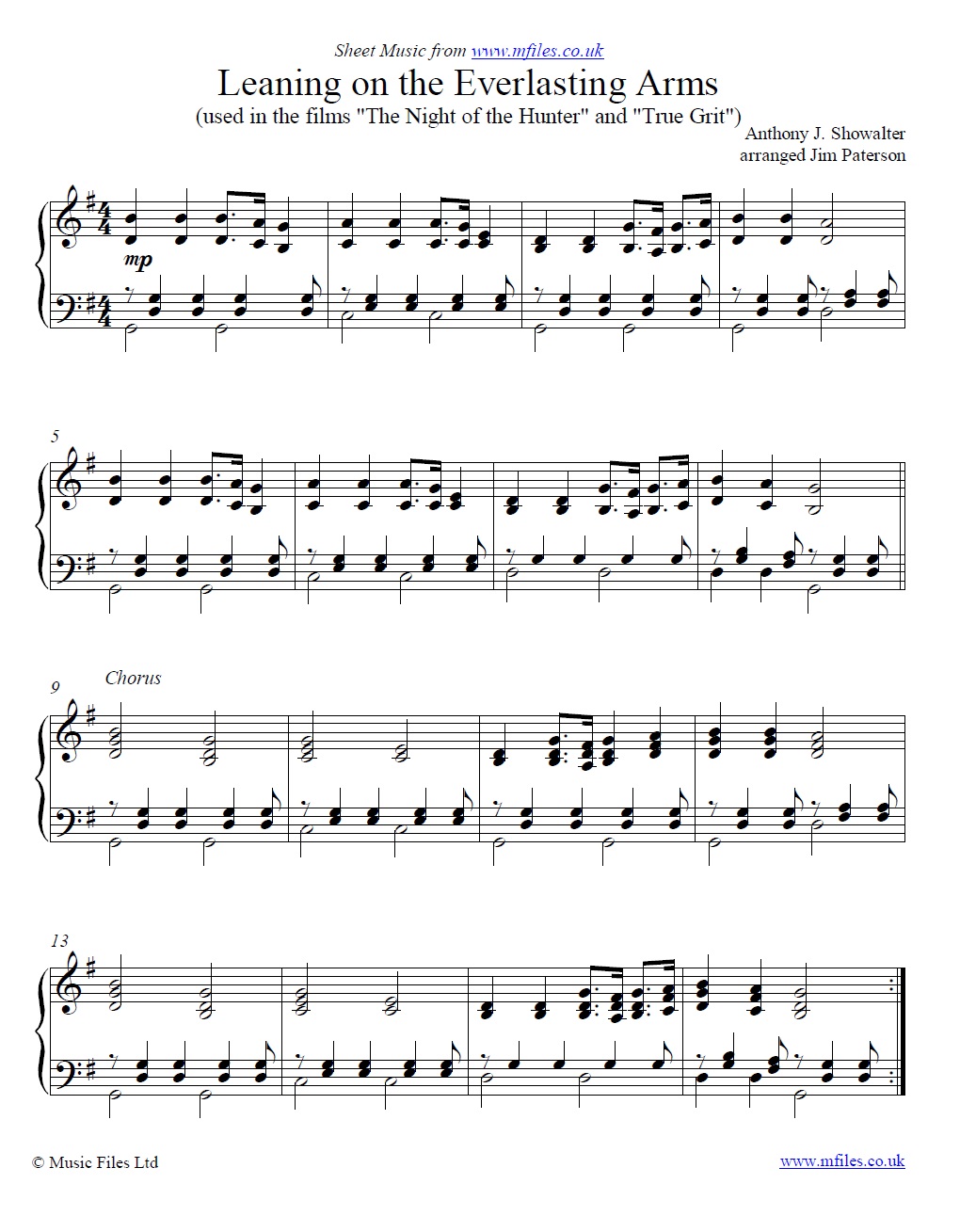 Leaning on the Everlasting Arms for piano - sheet music 1st page