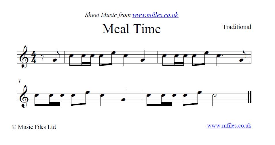 Meal Time (bugle call) - sheet music 1st page