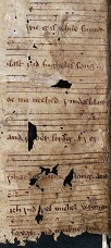 Damaged Manuscript of the song Mirie It Is While Sumer Ilast