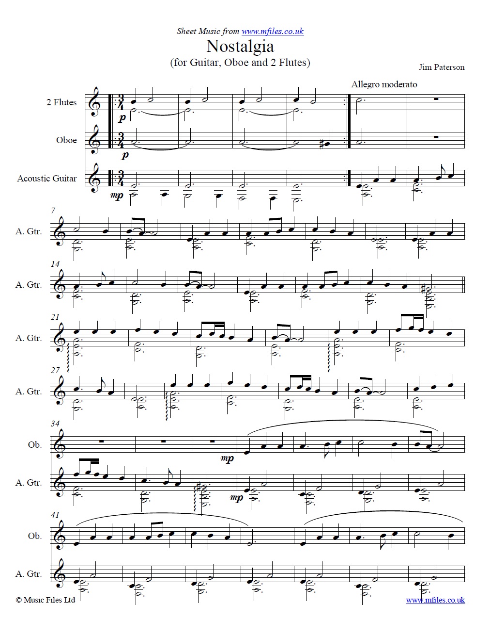 Nostalgia by Jim Paterson - sheet music 1st page