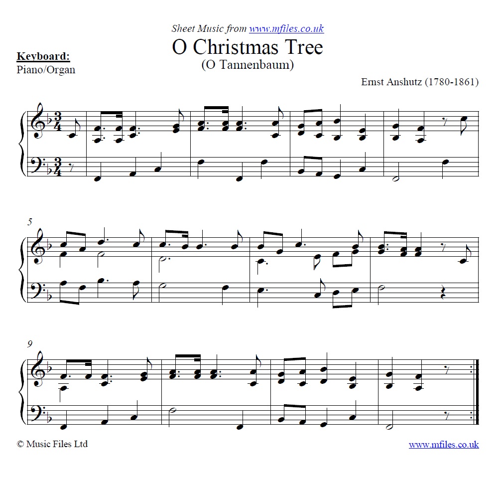 O Christmas Tree (O Tannenbaum) for piano - sheet music 1st page