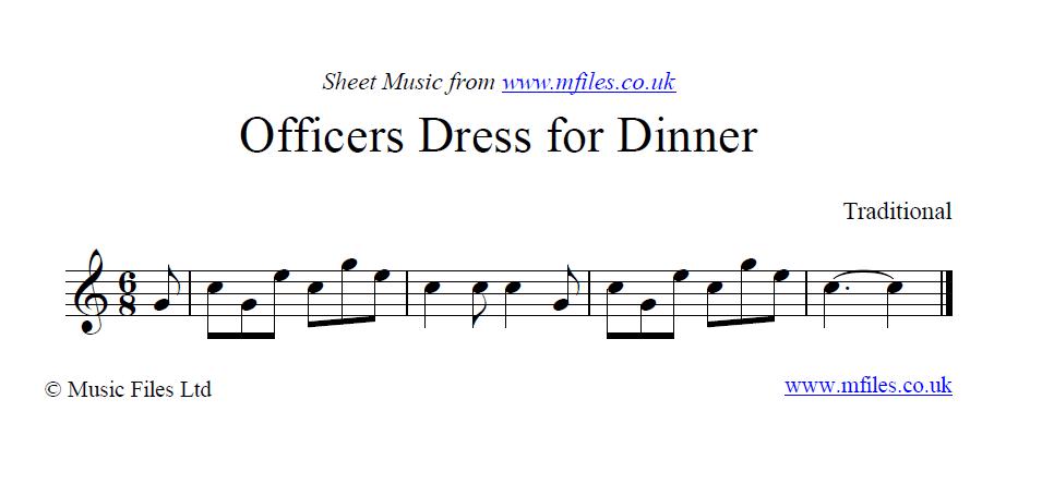Officers Dress for Dinner (bugle call) - sheet music 1st page