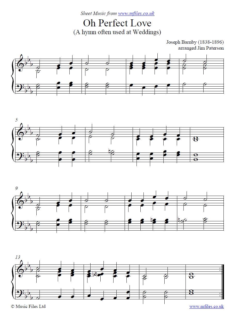 Oh Perfect Love for piano - sheet music 1st page