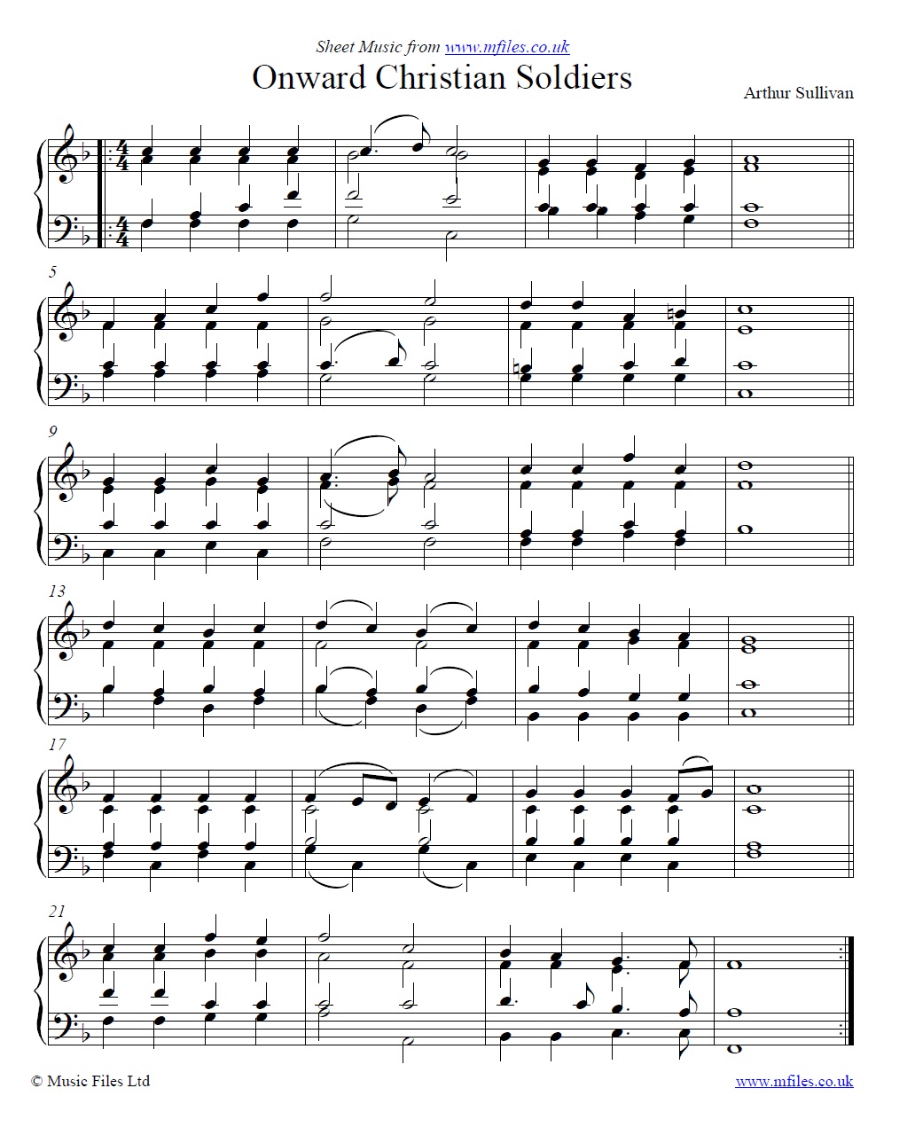 Onward Christian Soldiers by Arthur Sullivan for piano - sheet music 1st page