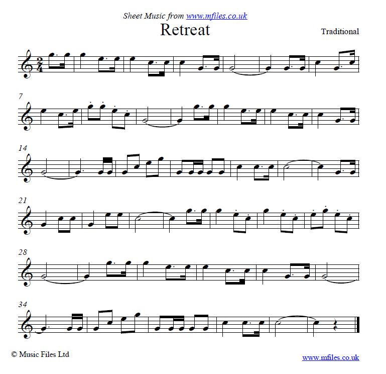 Retreat (bugle call) - sheet music 1st page
