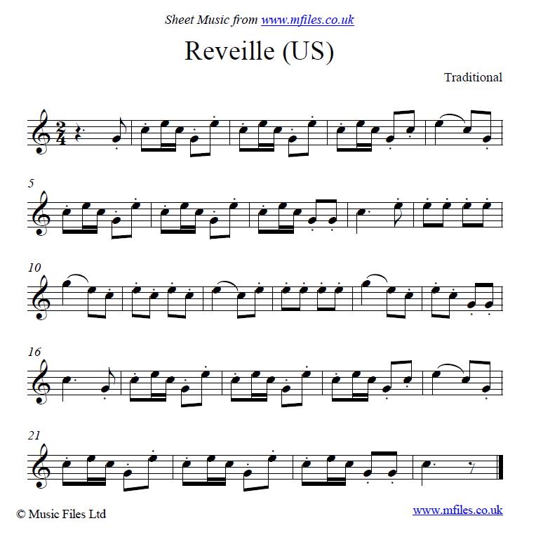Reveille (US bugle call) - sheet music 1st page