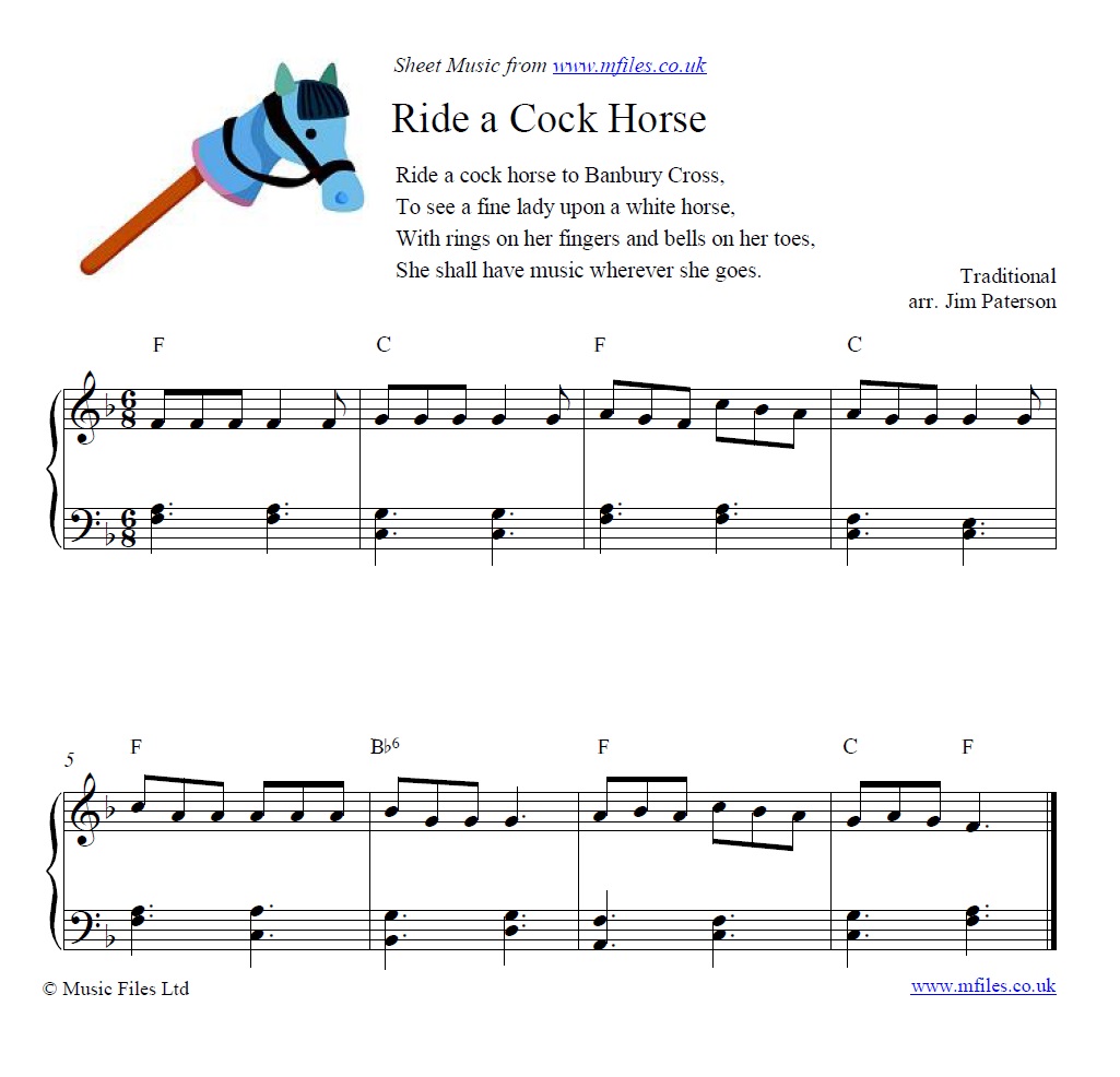Ride a Cock Horse for piano - sheet music 1st page