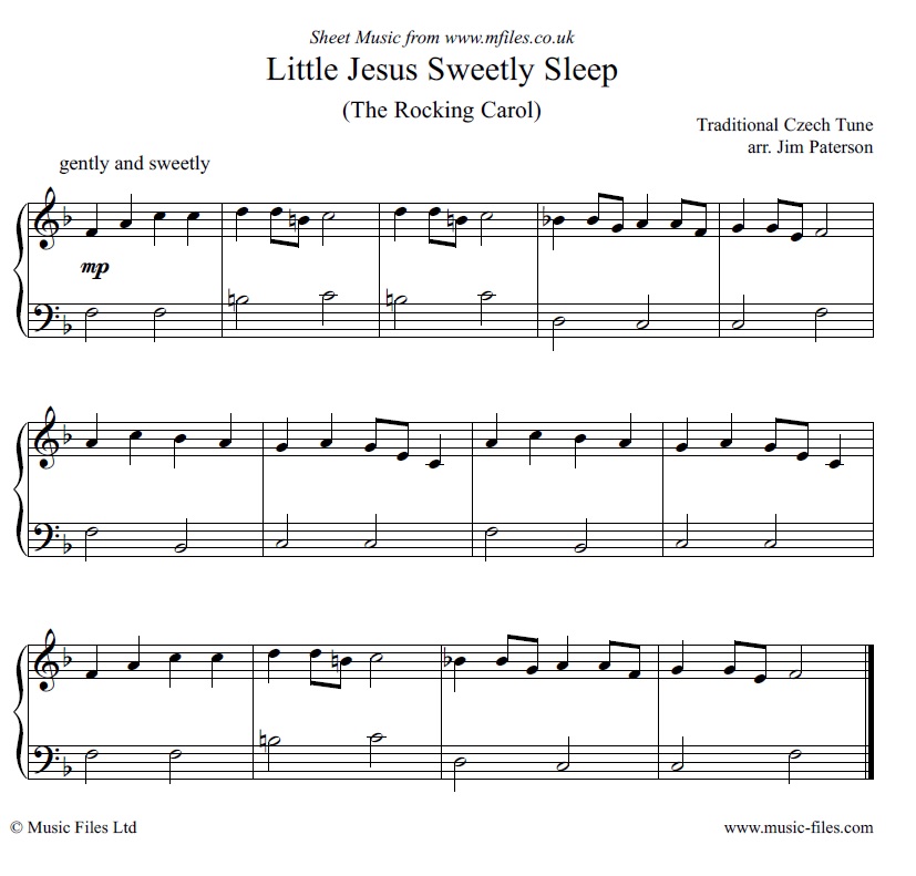 Rocking Carol (Little Jesus Sweetly Sleep) for Easy Piano - sheet music 1st page