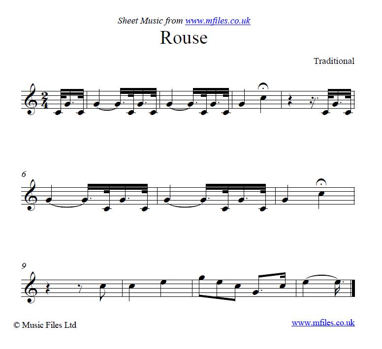 Rouse (bugle call) - sheet music 1st page