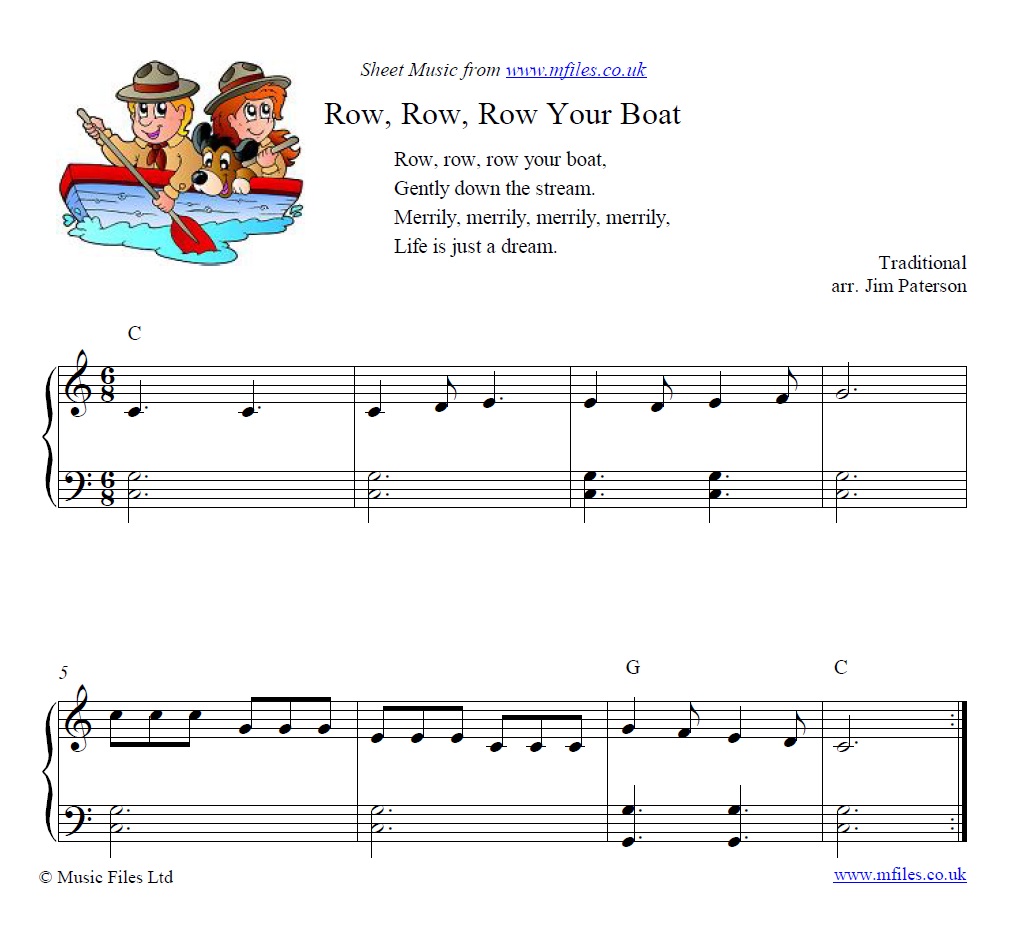 Row Row Row Your Boat for piano - sheet music 1st page