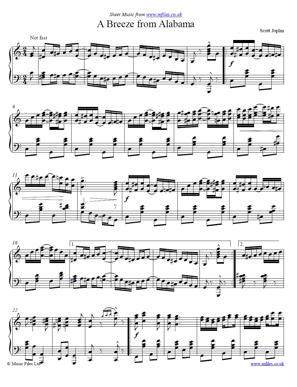 Scott Joplin's A Breeze from Alabama for piano - sheet music 1st page