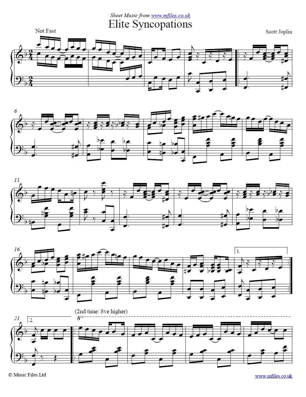 Scott Joplin's Elite Syncopations for piano - sheet music 1st page