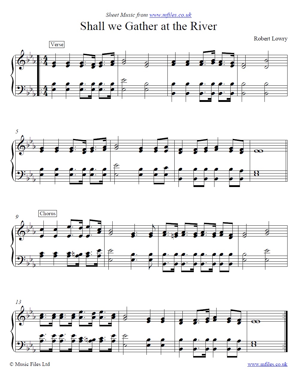 Shall we Gather at the River for piano - sheet music 1st page