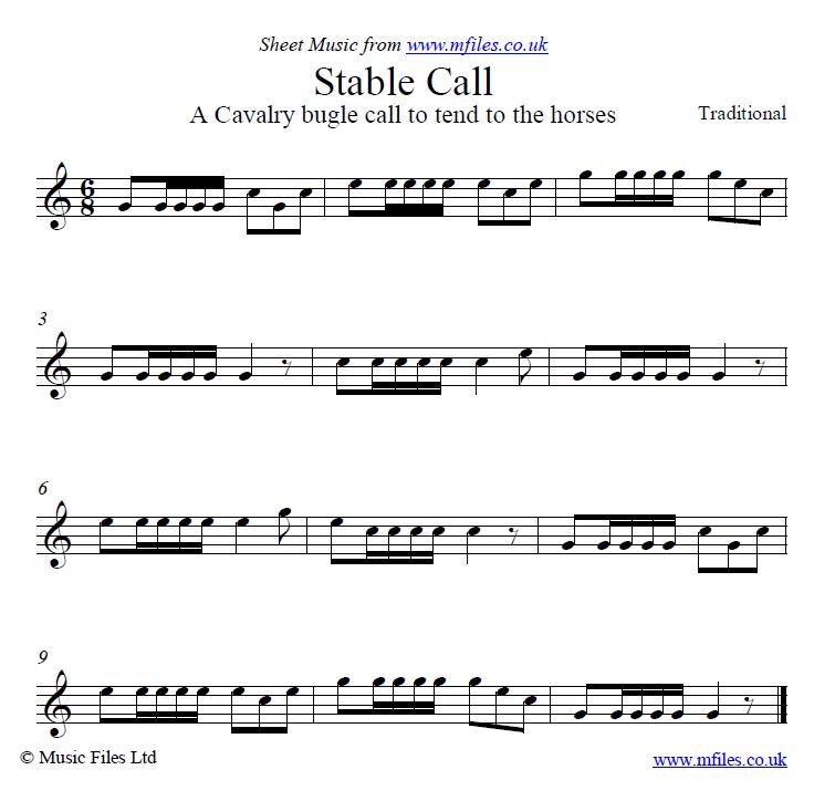 Stable Call (bugle call) - sheet music 1st page