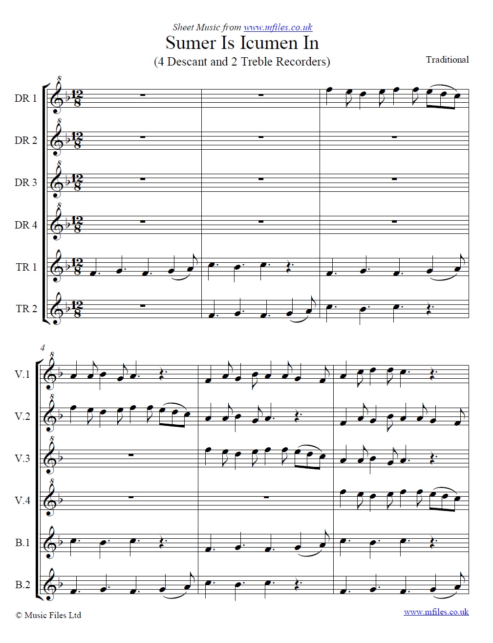 Sumer Is Icumen In - sheet music 1st page