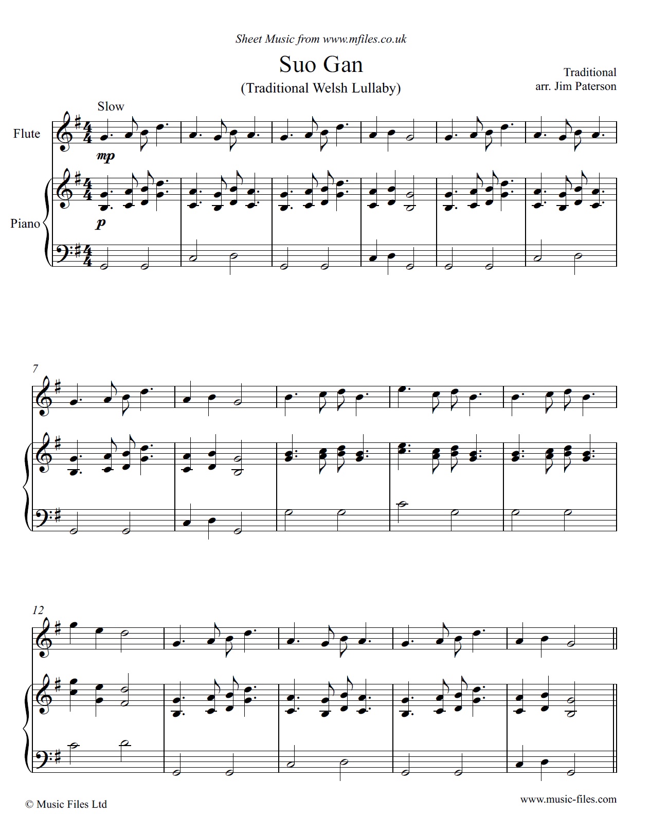 Suo Gan for Flute and Piano - sheet music 1st page