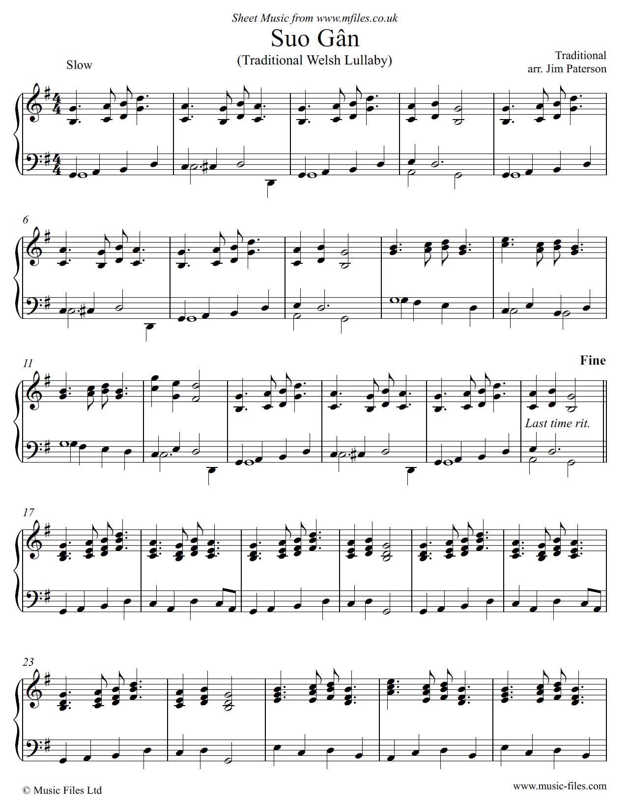 Suo Gan for Piano - sheet music 1st page